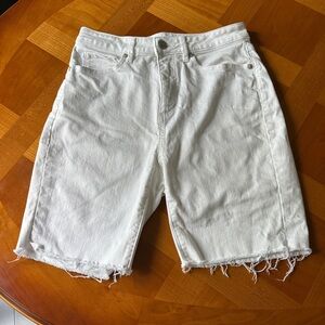 LOFT Women’s 4 27 White 8 in Jean Shorts High Rise Raw Hem Summer Vacation Beach